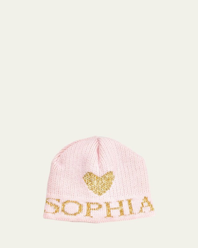 Kid's Single Heart Metallic Beanie Hat